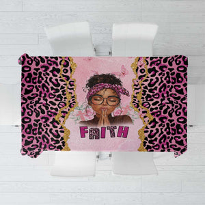 Black Her Story Tablecloth Faith Pink Leopard - African Pride