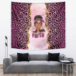 Black Her Story Tapestry Faith Pink Leopard - African Pride