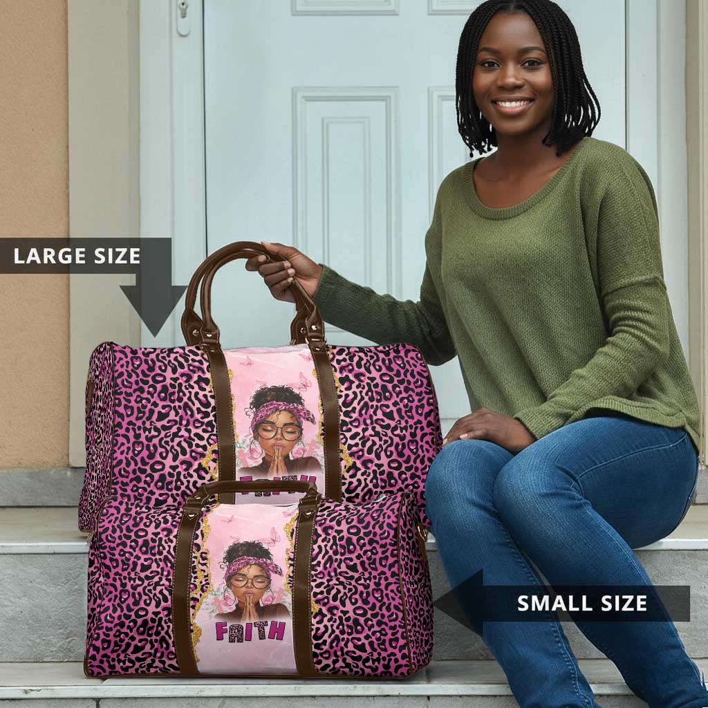 Black Her Story Travel Bag Faith Pink Leopard - African Pride