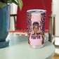 Black Her Story Tumbler Cup Faith Pink Leopard - African Pride