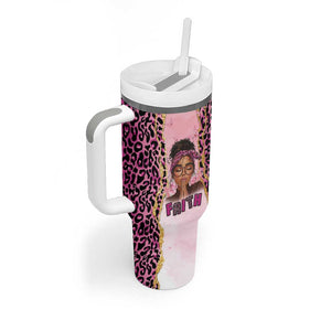 Black Her Story Tumbler With Handle Faith Pink Leopard - African Pride
