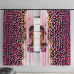 Black Her Story Window Curtain Faith Pink Leopard - African Pride