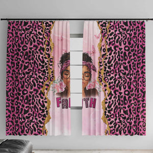 Black Her Story Window Curtain Faith Pink Leopard - African Pride