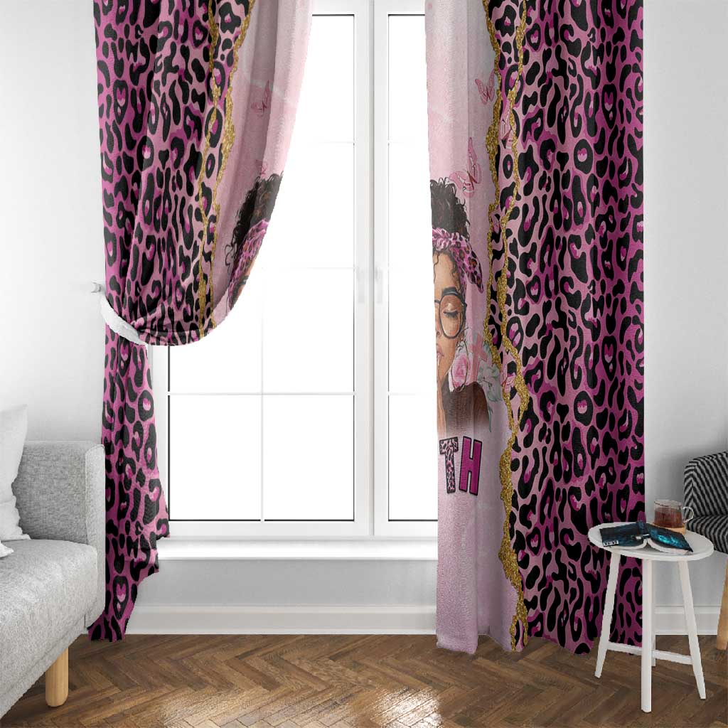Black Her Story Window Curtain Faith Pink Leopard - African Pride