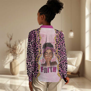 Black Her Story Women Casual Shirt Faith Pink Leopard - African Pride