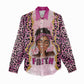 Black Her Story Women Casual Shirt Faith Pink Leopard - African Pride