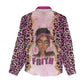 Black Her Story Women Casual Shirt Faith Pink Leopard - African Pride