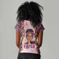 Black Her Story Women V-Neck T-Shirt Faith Pink Leopard - African Pride
