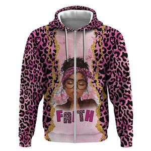 Black Her Story Zip Hoodie Faith Pink Leopard - African Pride