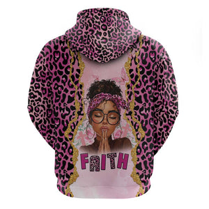 Black Her Story Zip Hoodie Faith Pink Leopard - African Pride