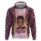Black Her Story Zip Hoodie Faith Pink Leopard - African Pride
