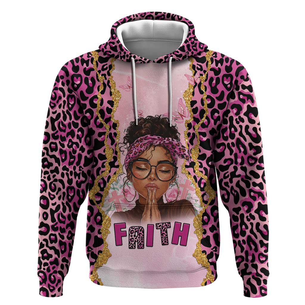 Black Her Story Zip Hoodie Faith Pink Leopard - African Pride