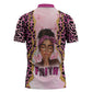 Black Her Story Zipper Polo Shirt Faith Pink Leopard - African Pride
