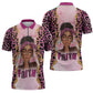 Black Her Story Zipper Polo Shirt Faith Pink Leopard - African Pride
