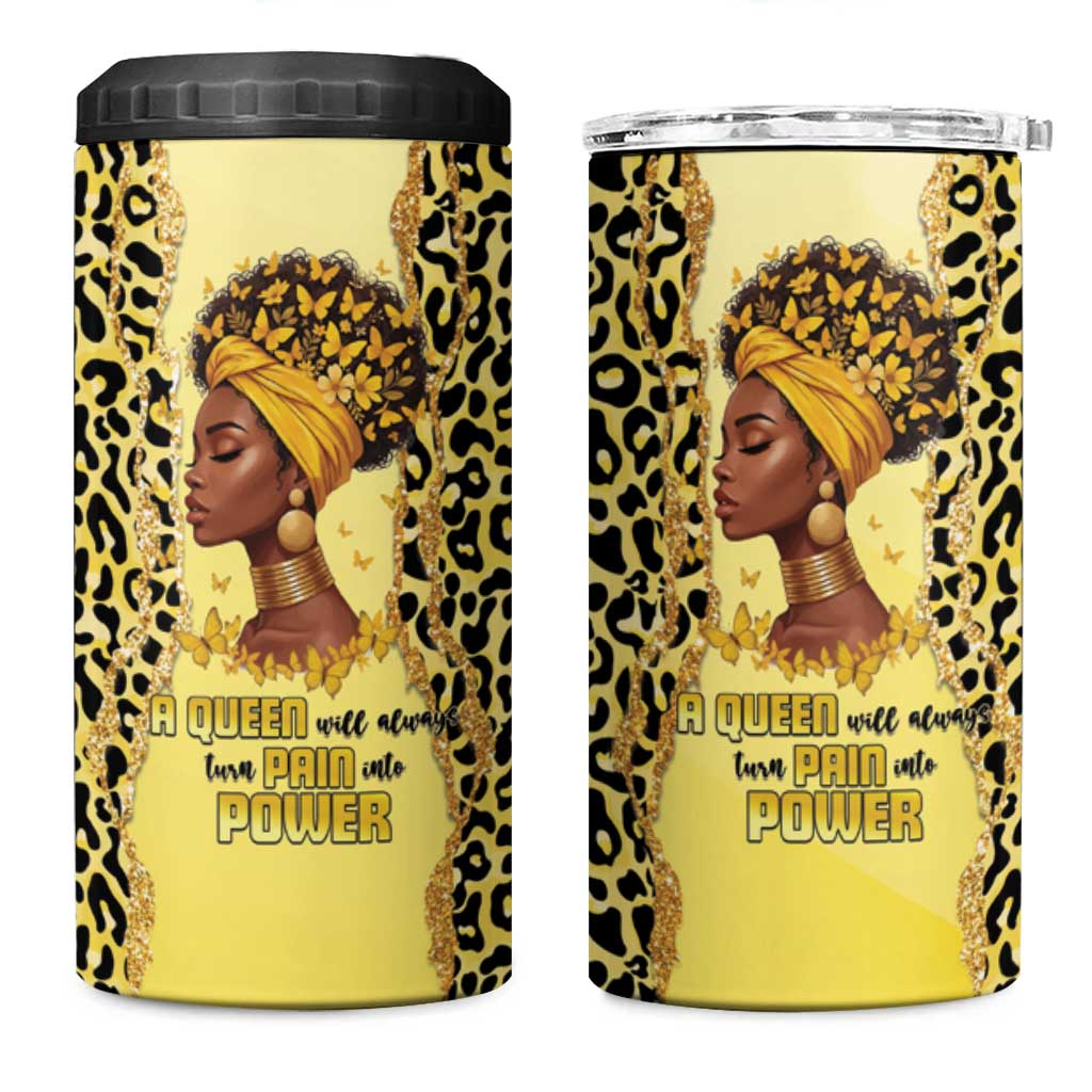 Black Her Story 4 in 1 Can Cooler Tumbler A Queen Turns Pain Into Power - African Pride