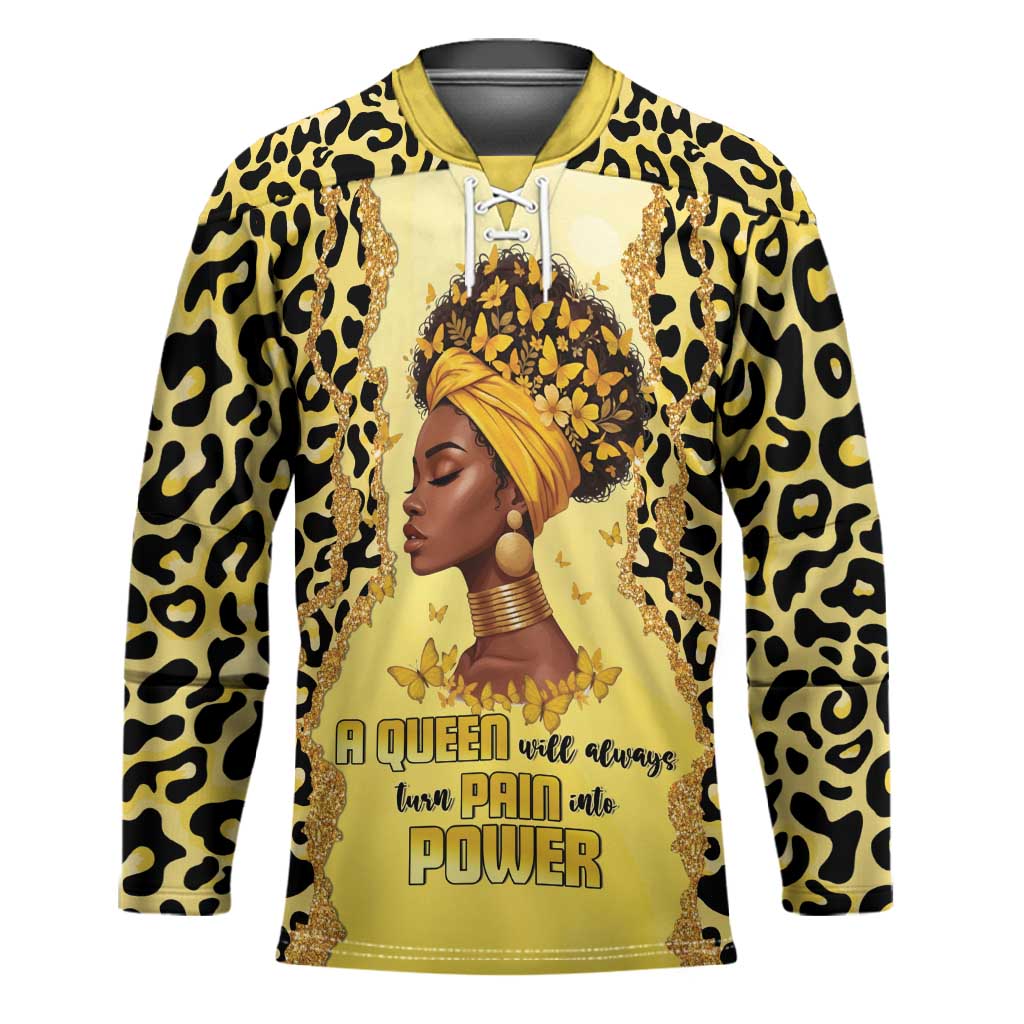 Black Her Story Hockey Jersey A Queen Turns Pain Into Power - African Pride