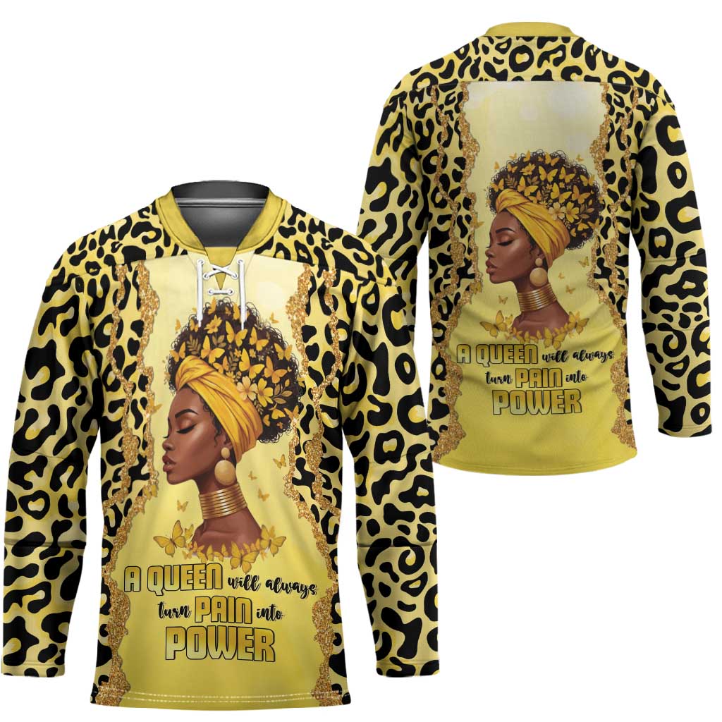 Black Her Story Hockey Jersey A Queen Turns Pain Into Power - African Pride