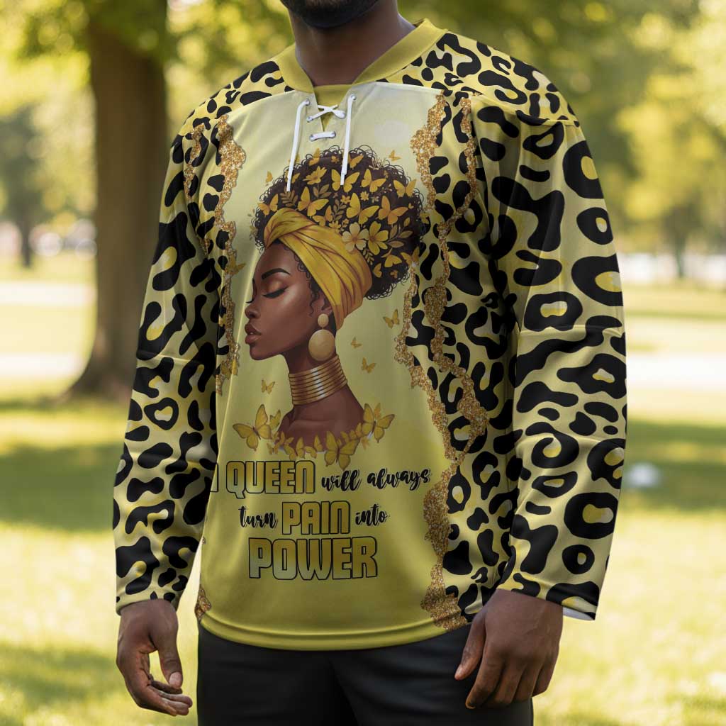 Black Her Story Hockey Jersey A Queen Turns Pain Into Power - African Pride