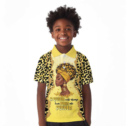 Black Her Story Kid Polo Shirt A Queen Turns Pain Into Power - African Pride
