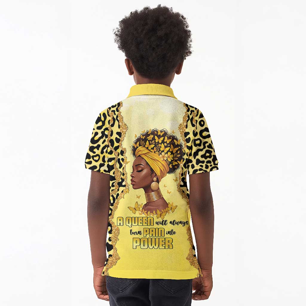 Black Her Story Kid Polo Shirt A Queen Turns Pain Into Power - African Pride