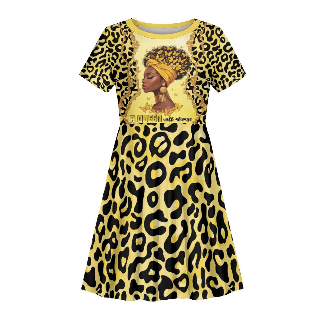 Black Her Story Kid Short Sleeve Dress A Queen Turns Pain Into Power - African Pride