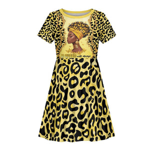 Black Her Story Kid Short Sleeve Dress A Queen Turns Pain Into Power - African Pride