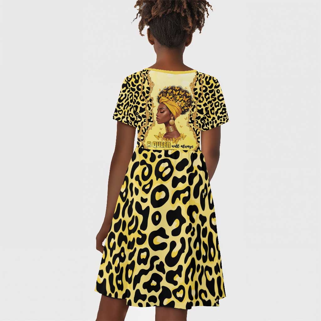 Black Her Story Kid Short Sleeve Dress A Queen Turns Pain Into Power - African Pride