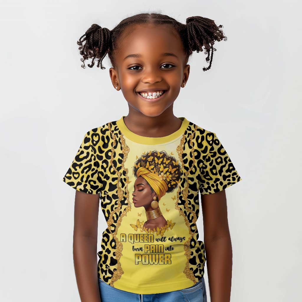Black Her Story Kid T shirt A Queen Turns Pain Into Power - African Pride