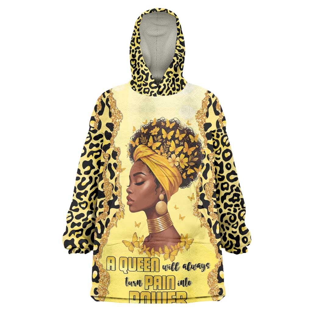 Black Her Story Kid Wearable Blanket Hoodie A Queen Turns Pain Into Power - African Pride