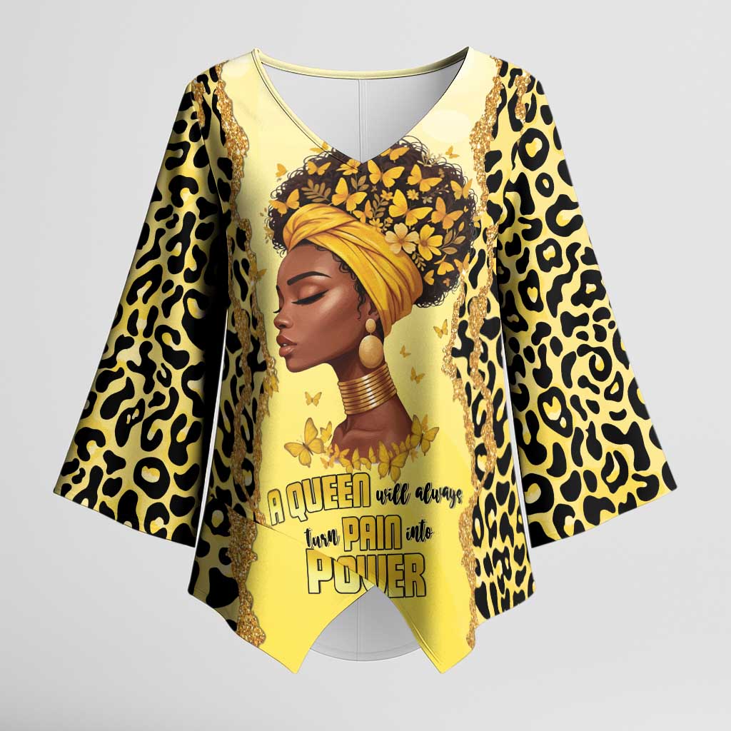 Black Her Story Kimono Sleeve Blouse A Queen Turns Pain Into Power - African Pride
