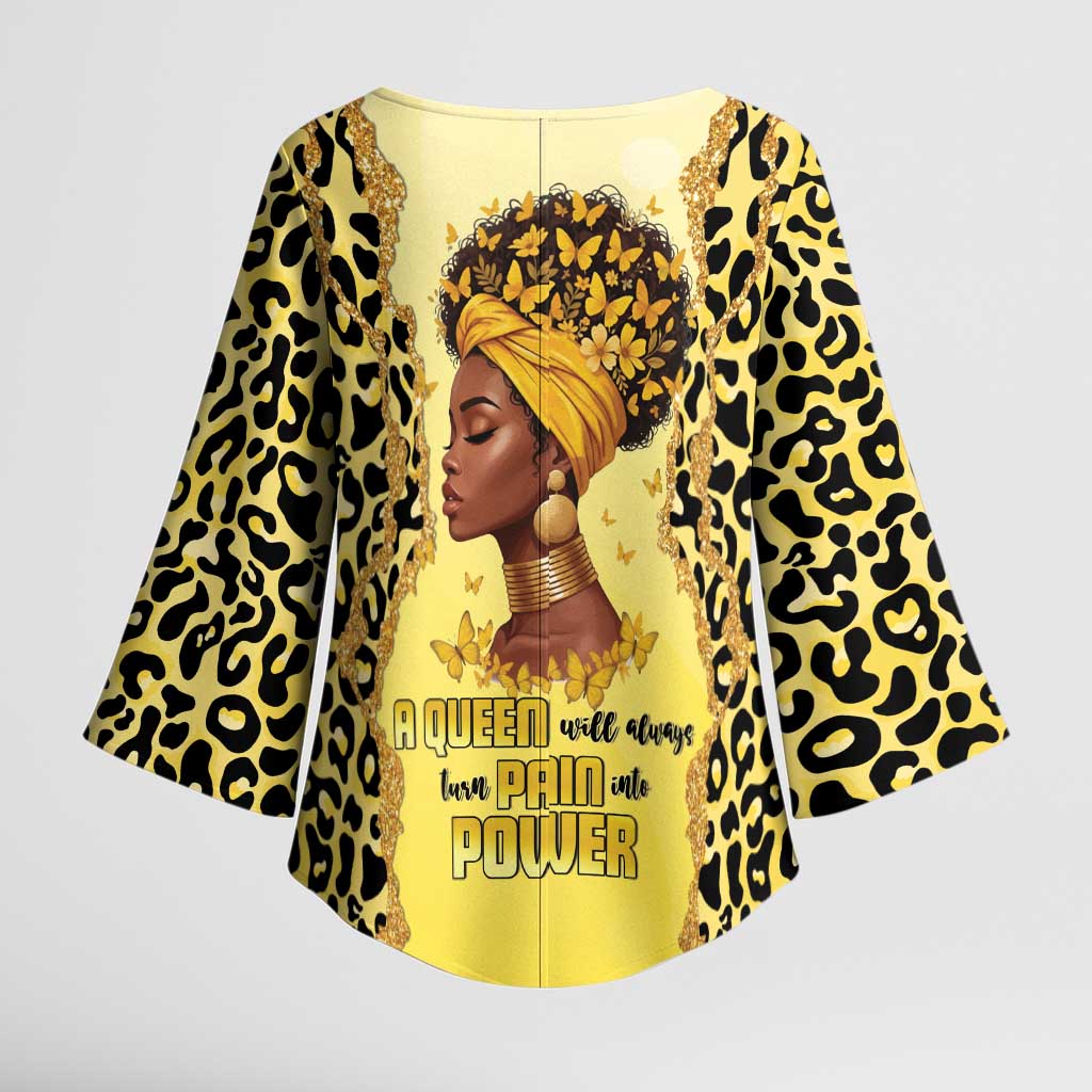 Black Her Story Kimono Sleeve Blouse A Queen Turns Pain Into Power - African Pride