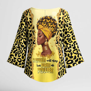 Black Her Story Kimono Sleeve Blouse A Queen Turns Pain Into Power - African Pride