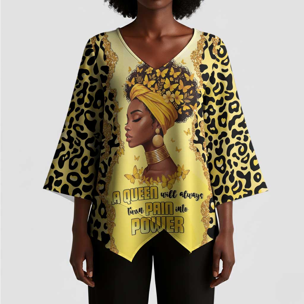 Black Her Story Kimono Sleeve Blouse A Queen Turns Pain Into Power - African Pride