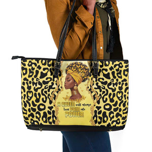 Black Her Story Leather Tote Bag A Queen Turns Pain Into Power - African Pride