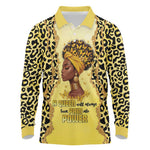 Black Her Story Long Sleeve Polo Shirt A Queen Turns Pain Into Power - African Pride