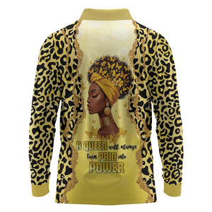Black Her Story Long Sleeve Polo Shirt A Queen Turns Pain Into Power - African Pride