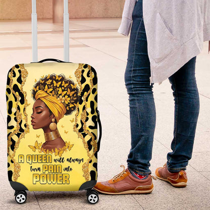 Black Her Story Luggage Cover A Queen Turns Pain Into Power - African Pride