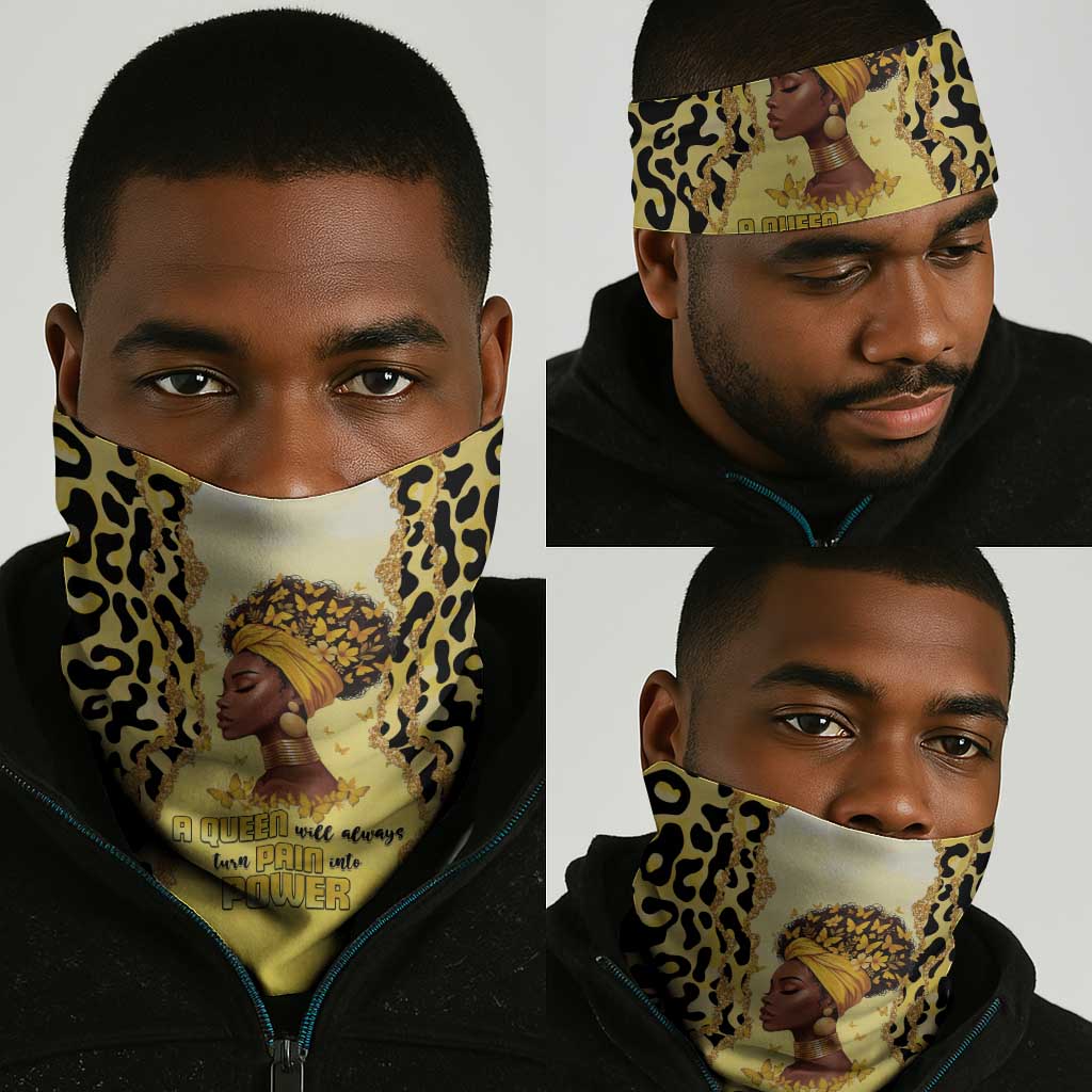 Black Her Story Neck Gaiter A Queen Turns Pain Into Power - African Pride