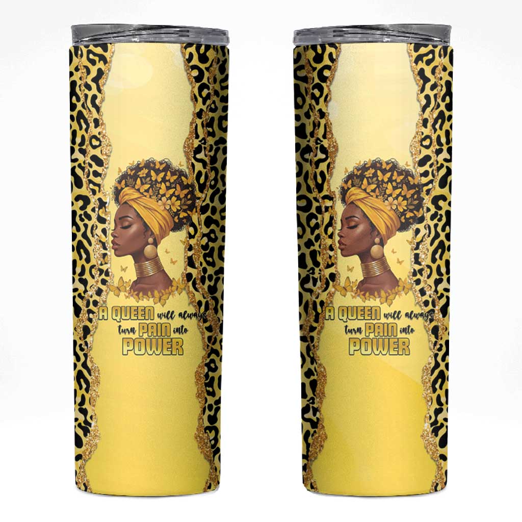 Black Her Story Skinny Tumbler A Queen Turns Pain Into Power - African Pride