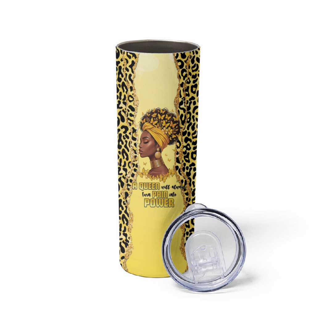 Black Her Story Skinny Tumbler A Queen Turns Pain Into Power - African Pride