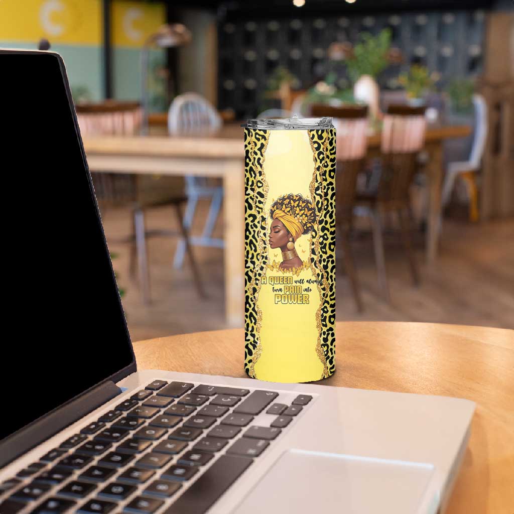 Black Her Story Skinny Tumbler A Queen Turns Pain Into Power - African Pride