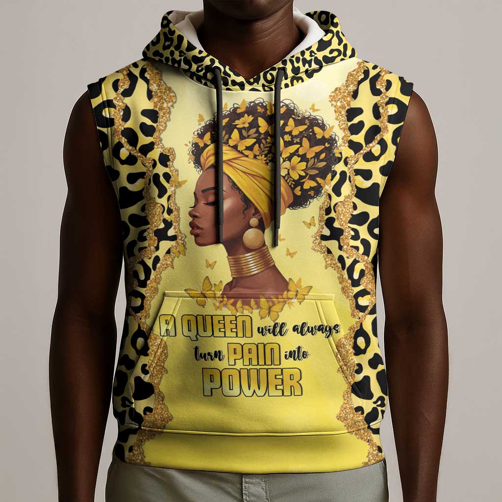 Black Her Story Sleeveless Hoodie A Queen Turns Pain Into Power - African Pride