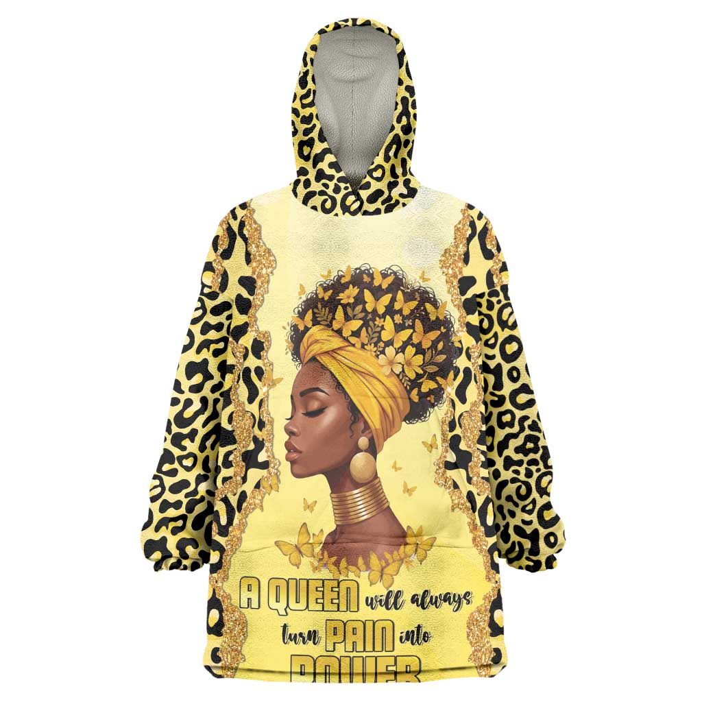 Black Her Story Wearable Blanket Hoodie A Queen Turns Pain Into Power - African Pride