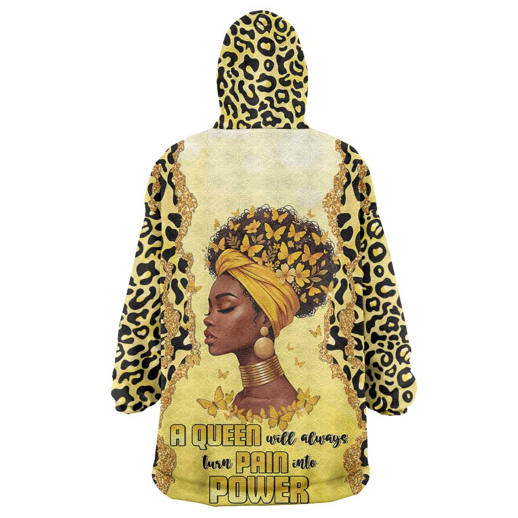 Black Her Story Wearable Blanket Hoodie A Queen Turns Pain Into Power - African Pride