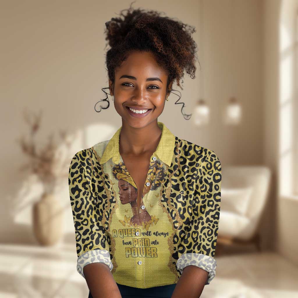Black Her Story Women Casual Shirt A Queen Turns Pain Into Power - African Pride