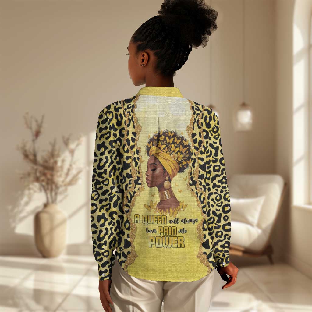 Black Her Story Women Casual Shirt A Queen Turns Pain Into Power - African Pride