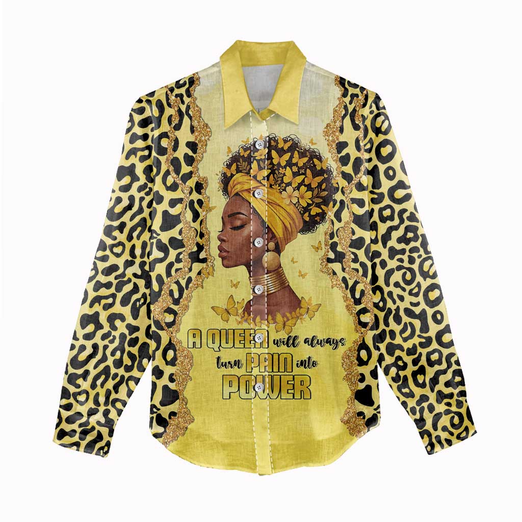 Black Her Story Women Casual Shirt A Queen Turns Pain Into Power - African Pride