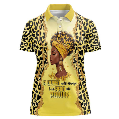Black Her Story Women Polo Shirt A Queen Turns Pain Into Power - African Pride