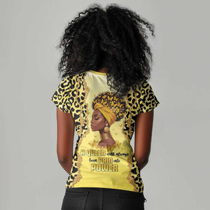 Black Her Story Women V-Neck T-Shirt A Queen Turns Pain Into Power - African Pride