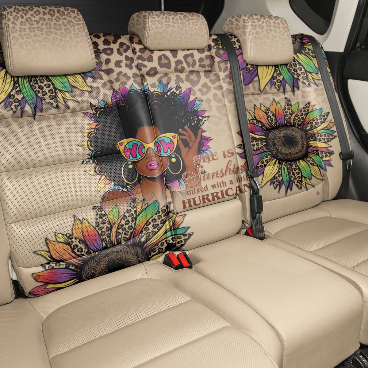 Black Her Story Sunshine Hurricane Back Car Seat Cover Empowered Black Woman - African Pride